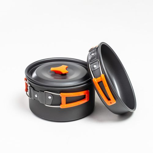 Zestaw Garnków Naczyń Turystycznych Na Kemping Zg4-01 Pomarańczowy na Arena.pl