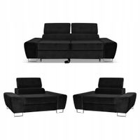 Zestaw mebli wypoczynkowych salon Bosso Sofa 2os fotele czarne Family Meble