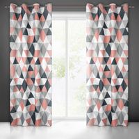 Zasłona gotowa na przelotkach ADINA 140x250 ciemnoróżowa geometryczny