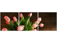 90X30CM CZERWONE TULIPANY TRÓJ OBRAZ