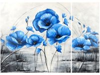 70X50CM NIEBIESKIE MAKI DWÓJ OBRAZ NIESYMETRYCZNY