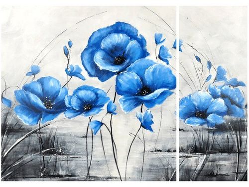 70X50CM NIEBIESKIE MAKI DWÓJ OBRAZ NIESYMETRYCZNY na Arena.pl