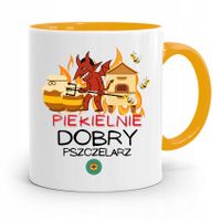 Kubek Zółty Dla Pszczelarza Piekielnie Dobry Z Nadrukiem Ze Zdjęciem