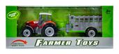 Traktor z przyczepą czerwony