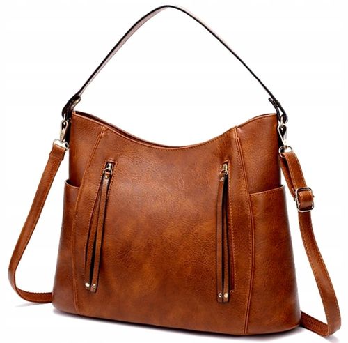 Damska Brązowa Torba Pojemna Torebka A4 Skórzana na Arena.pl