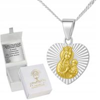 NASZYJNIK SREBRNY ŁAŃCUSZEK DLA DZIEWCZYNKI MEDALIK KOMUNIA SREBRO GRAWER