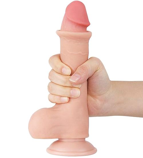 Dildo z jądrami i przesuwaną skórą zdjęcie 1