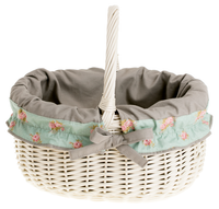 Wiklinowy Kosz "WAŁKOWY" na Zakupy Obszyty Tkaniną 42x34 H23/36 cm