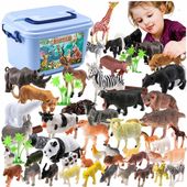 FIGURKI ZWIERZĄT DUŻY ZESTAW ZWIERZĄTKA W KUFERKU SAFARI ZWIERZĘTA ZOO 58el