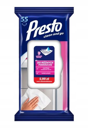 PRESTO ZESTAW MIX 4x Ściereczki chusteczki nawilżane mokre do domu 2w1 na Arena.pl