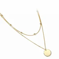 Naszyjnik łańcuszek celebrytka z monetą moneta podwójny złoty stalowy