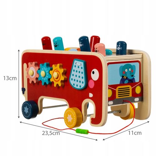 Drewniana Kostka Edukacyjna Słoń Wbijak Młotek Zabawka Prezent dla Dzieci na Arena.pl