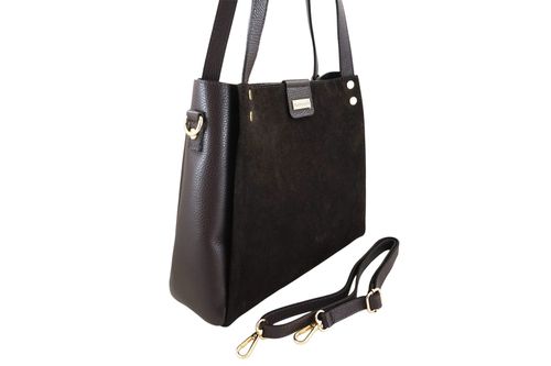 Klasyczna torebka skórzana z zamszem - Brązowa ciemna na Arena.pl