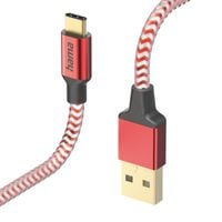 Kabel USB HAMA Ładujący/Data Reflected USB-C USB-A 1.5m Czerwony 201559
