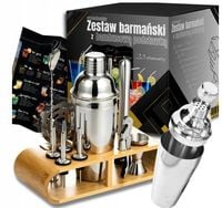 ZESTAW BARMAŃSKI SHAKER STOJAK SOLIDNY DOMOWY DO NAPOJÓW DRINKÓW 23 EL.