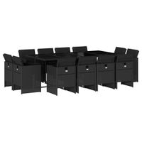 13-cz. zestaw mebli do ogrodu, poduszki, czarny, rattan PE