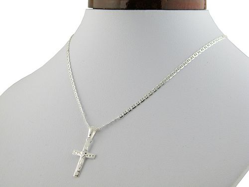 ŁAŃCUSZEK Z KRZYŻYKIEM KRZYŻ SREBRNY 925 DŁUGOŚĆ 55cm SPLOT GUCCI PUDEŁKO na Arena.pl