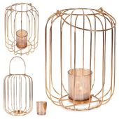 Świecznik Metalowy Złoty Stojak na Świeczkę Tealight Lampion Latarnia