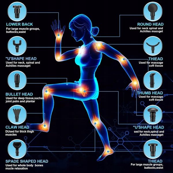 PISTOLET DO MASAŻU MASAŻER DO PLECÓW CIAŁA MASSAGE GUN 30 PRĘDKOŚCI 10 GŁOW zdjęcie 8