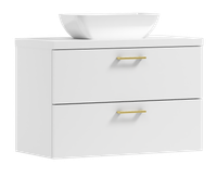 Szafka łazienkowa wisząca LUNA 80 biała z umywalką Lara (GOLD)