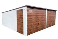 GARAŻ BLASZANY 6M X 6M POZIOM - SPAD TYŁ 2X BRAMA UCHYLNA 6X6 GB233