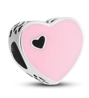 srebrny charms różowe serduszko do modułowej bransoletki - peterson