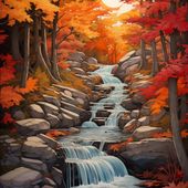 Plakat 70x70cm Jesienne Wodospady