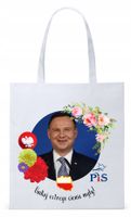 Prezydent Andrzej Duda Torba Eco Biała Shopper Z Nadrukiem Ze Zdjęciem
