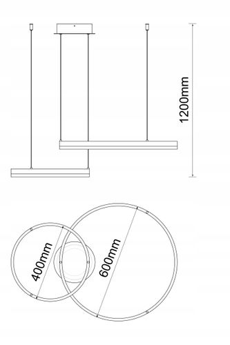 Lampa wisząca 40+60cm pilot okrąg ring żyrandol 52W LED Tuya WiFi SILVA EXT na Arena.pl