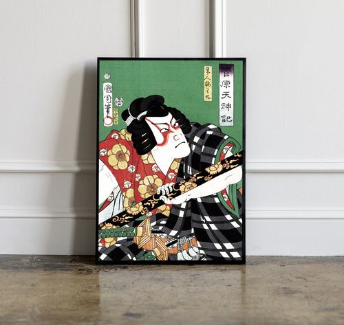 Plakat samuraj japońskie obrazy plakat na ścianę zielony samuraj 30x40 cm na Arena.pl