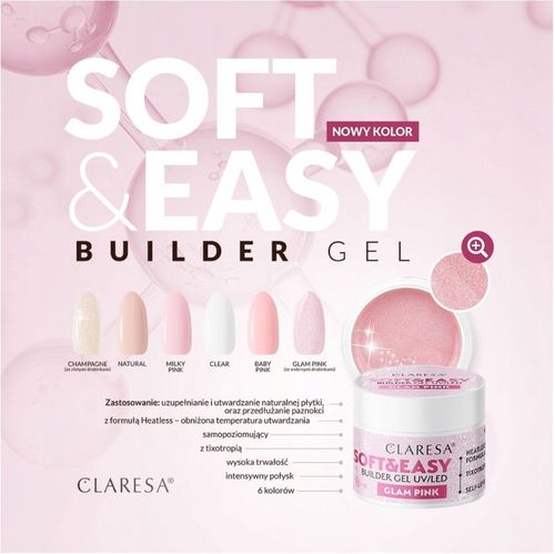 CLARESA SOFT&EASY ŻEL BUDUJĄCY UV/LED GEL BUILDING 45g MILKY WHITE na Arena.pl
