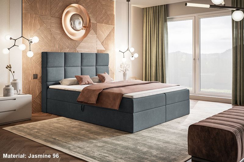 Kontynentalne łóżko tapicerowane Box V 180x200  topper gratis! zdjęcie 6