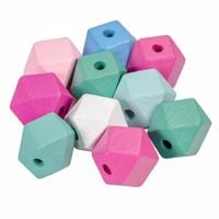 Drewniane korale geometryczne DIAMENTY 15mm 10szt.
