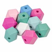 Drewniane korale geometryczne DIAMENTY 15mm 10szt.