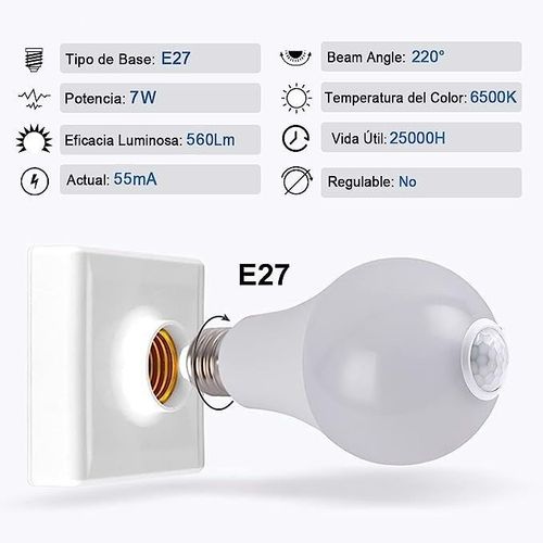 Żarówka LED z czujnikiem podczerwieni E27 7W 6500K na Arena.pl