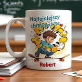Kubek z imieniem prezent na Dzień Chłopaka - Chłopak na deskorolce