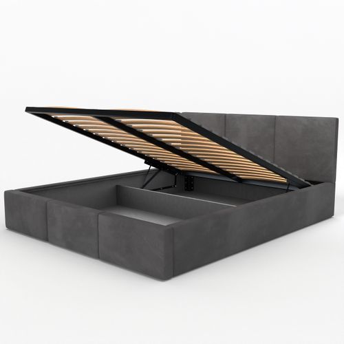 ŁÓŻKO TAPICEROWANE 160x200 ŁÓŻKO PODWÓJNE Z POJEMNIKIEM GRAFITOWE na Arena.pl