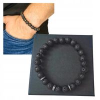 BRANSOLETKA MĘSKA LAWA WULKANICZNA TALIZMAN AMULET OCHRONA SIŁA PREZENT