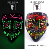 Maska LED neonowa straszna żółta – style 8