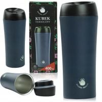 KUBEK TERMICZNY 400ML GRANATOWY SZCZELNY TERMOS NA GORĄCĄ KAWĘ HERBATĘ