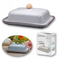 MASELNICA Maselniczka porcelanowa z pokrywką LAGOS szara