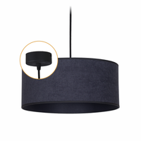 Lampa wisząca DUŻY ABAŻUR ANTRACYT 35 cm czarny zwis OPLOT Klosz żyrandol