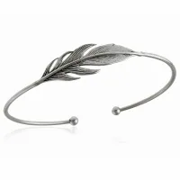 ELEGANCKA KLASYCZNA OWALNA OTWARTA SZTYWNA BRANSOLETA NA RĘKĘ LISTEK LIŚĆ