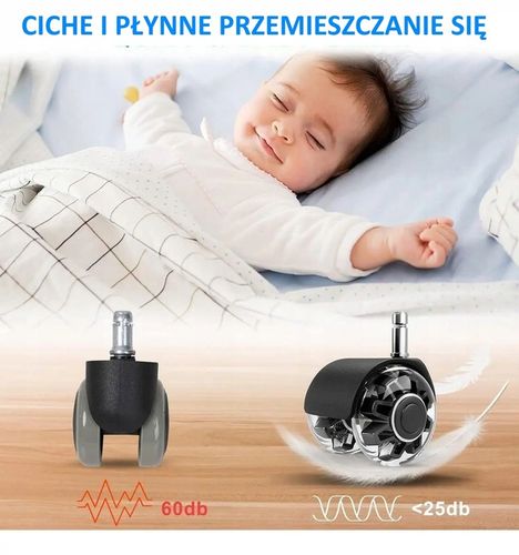 KÓŁKA DO FOTELA Obrotowego Krzesła Kauczukowe Gumowe Silikonowe 11mm na Arena.pl