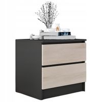 Stolik Nocny Szafka Nocna MDF 45 x 48x 40 CM Zoe Czarna Dąb Sonoma