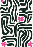 Plakat 13x18cm Kreski Minimalistyczny , Wnętrza Styl Skandynawski, Boho