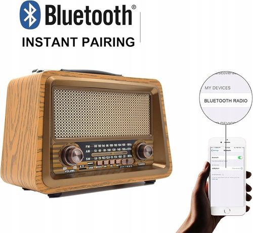 RETRO RADIO SIECIOWO BATRYJNE PRZENOŚNE BLUETOOTH AKUMULATOROWE FM AM na Arena.pl