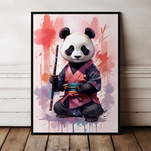 Plakat dla dzieci panda kung fu w ramce 21x30 cm w czarnej ramie na Arena.pl