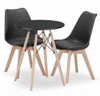 Zestaw stół okrągły TODI 60 czarny + 2 krzesła MARK czarne