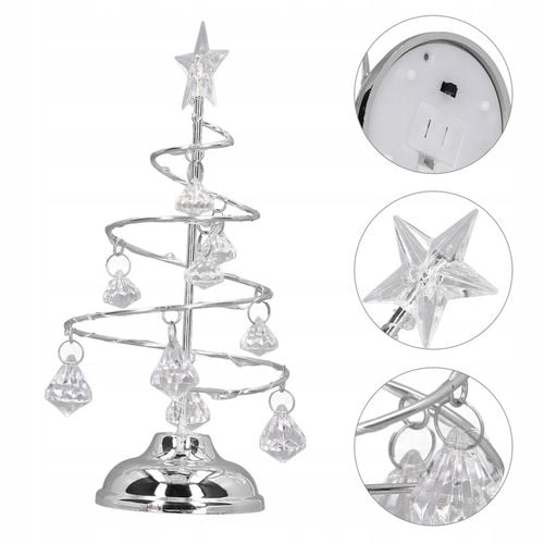 SREBRNA CHOINKA KRYSZTAŁOWA LED LAMPKA OZDOBA na Arena.pl